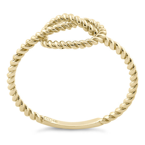 Solid 14K Yellow Gold Rope Knot Ring