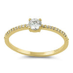 Solid 14K Yellow Gold Round 4mm Clear CZ Ring