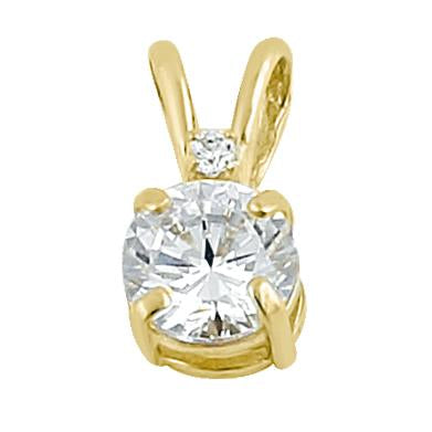 Solid 14K Yellow Gold Round Clear CZ Pendant