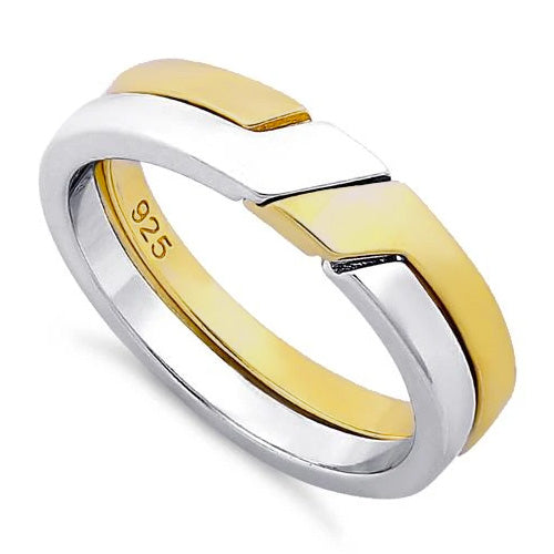 Sterling Silver Puzzle Gold Plated Two-Tone Ring