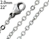 Stainless Steel 22" Flat Rollo Chain Necklace 2.0 MM
