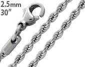 Stainless Steel 30" Rope Chain Necklace 2.5 MM