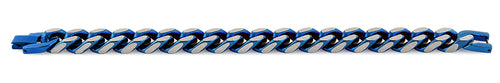 Stainless Steel Curb IP Blue Link Bracelet