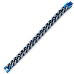 Stainless Steel Curb IP Blue Link Bracelet