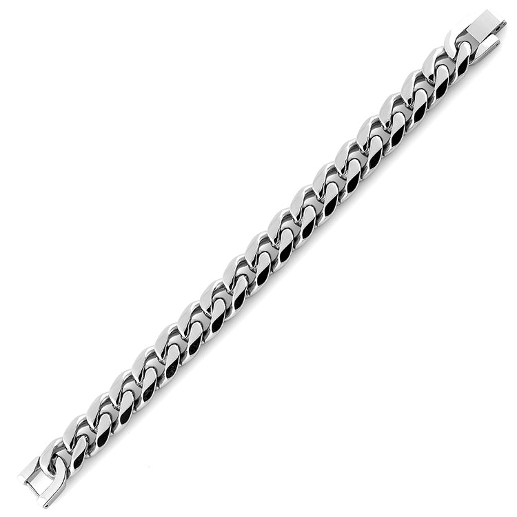Stainless Steel Flat Curb Link Bracelet