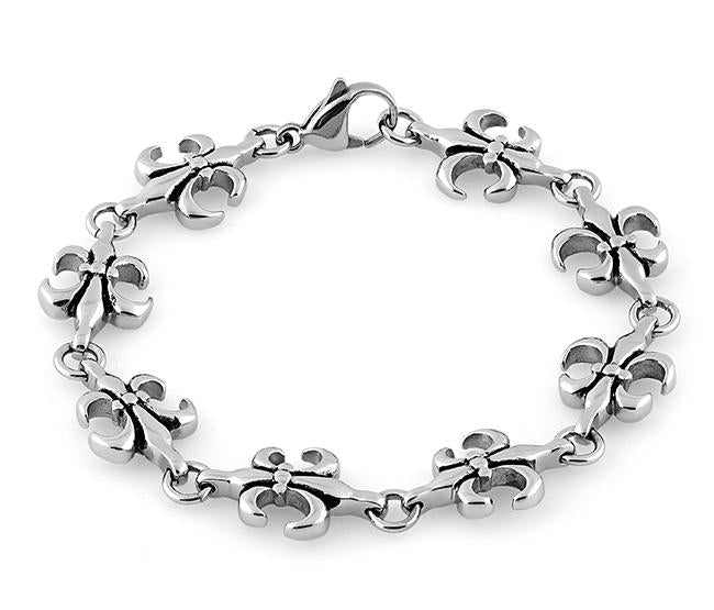 Stainless Steel Fleur-de-lis Bracelet