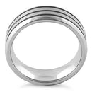 Stainless Steel Four Layers Triple Groove Satin Finish Band Ring