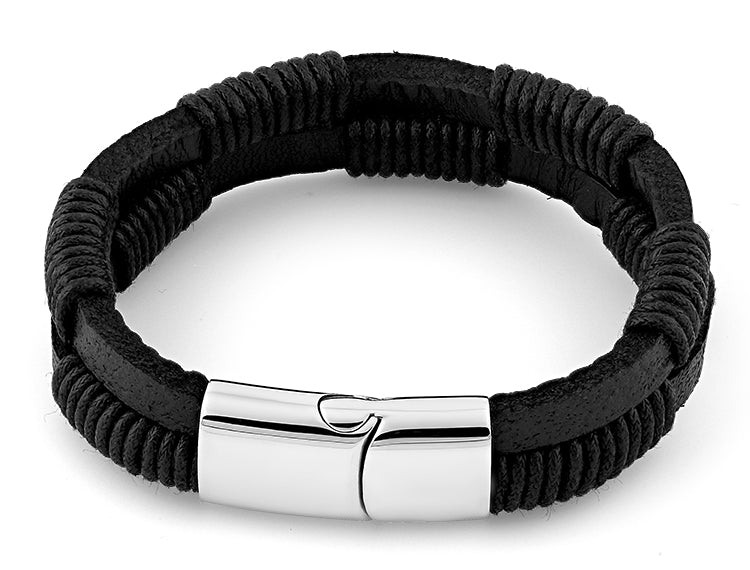 Stainless Steel Leather Rope Bracelet