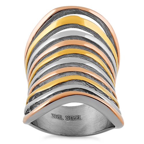 Stainless Steel Multi-Color Wave Ring