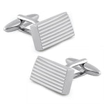 Stainless Steel Slanted Rectangular Lined Cufflinks