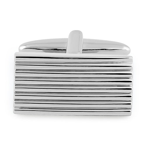 Stainless Steel Slanted Rectangular Lined Cufflinks