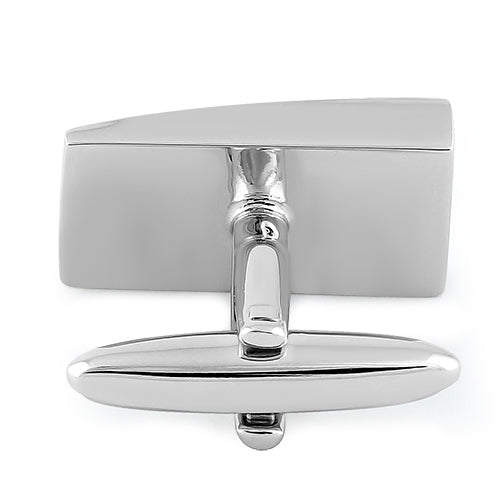 Stainless Steel Slanted Rectangular Lined Cufflinks