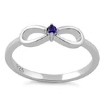 Sterling Silver Infinity Ribbon Amethyst CZ Ring