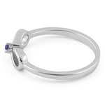Sterling Silver Infinity Ribbon Amethyst CZ Ring