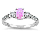 Sterling Silver Enchanted Oval Pink Lab Opal CZ Ring
