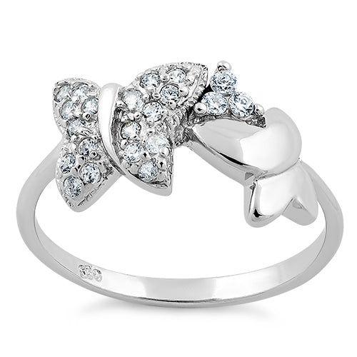 Sterling Silver 2 Butterfly CZ Ring