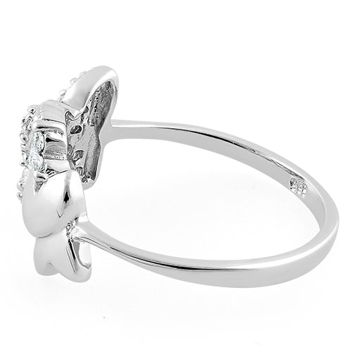 Sterling Silver 2 Butterfly CZ Ring