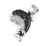Sterling Silver 2 Dolphins CZ Pendant