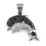 Sterling Silver 2 Dolphins CZ Pendant