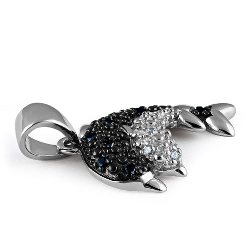 Sterling Silver 2 Dolphins CZ Pendant