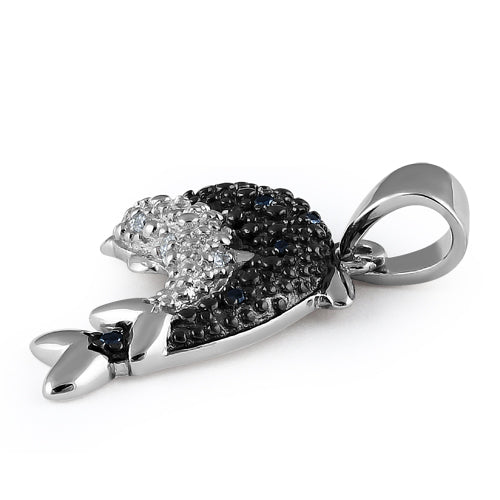 Sterling Silver 2 Dolphins CZ Pendant