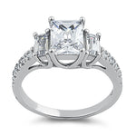 Sterling Silver 3 Stone CZ Engagement Ring