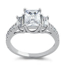 Sterling Silver 3 Stone CZ Engagement Ring