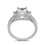 Sterling Silver 3 Stone CZ Engagement Ring