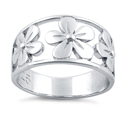 Sterling Silver 3 Flower Ring