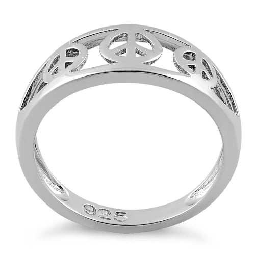 Sterling Silver 3 Peace Sign Ring