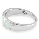 Sterling Silver 3 Square White Lab Opal Ring