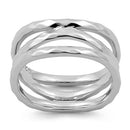 Sterling Silver 3 Wavy Hammered Ring