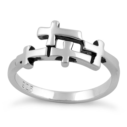 Sterling Silver 4 Cross Ring