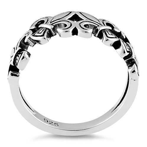 Sterling Silver 4 Fleur de Lis Ring