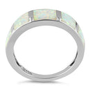 Sterling Silver 5 Bar White Lab Opal Ring