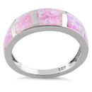 Sterling Silver 5 Bar Pink Lab Opal Ring