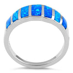 Sterling Silver 7 Stripes Lab Opal Ring
