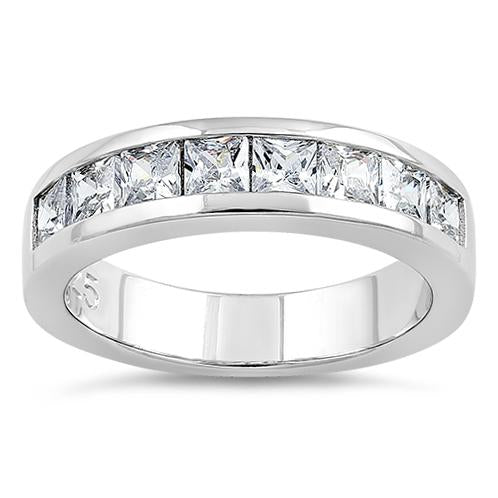 Sterling Silver 8 Square CZ Ring