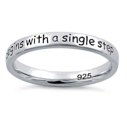 Sterling Silver "A Journey Of A Thousand Miles Begins With A Single Step" Ring