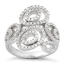 Sterling Silver Abstract Circles Pave CZ Ring