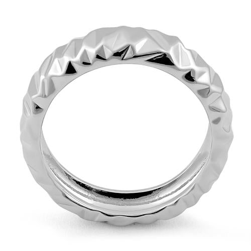 Sterling Silver Abstract Facet Ring