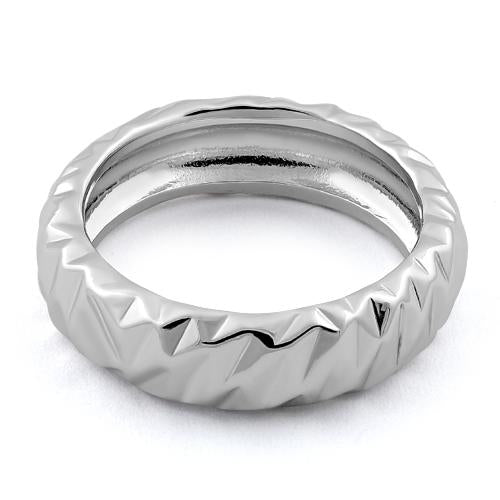 Sterling Silver Abstract Facet Ring