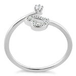 Sterling Silver Adjustable Heart CZ Ring