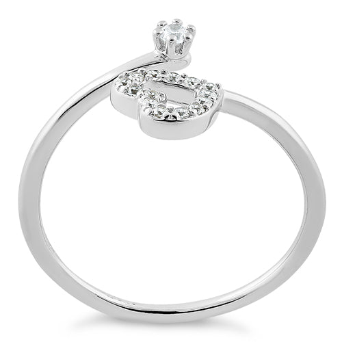 Sterling Silver Adjustable Heart CZ Ring