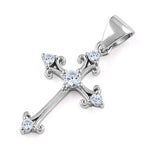 Sterling Silver Antique Cross CZ Pendant