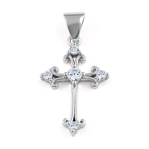 Sterling Silver Antique Cross CZ Pendant