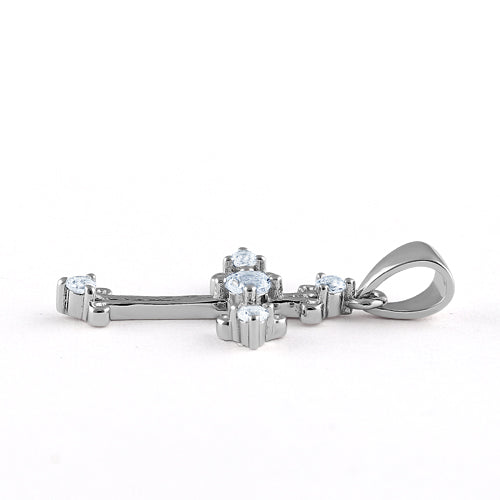 Sterling Silver Antique Cross CZ Pendant
