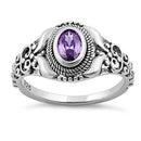 Sterling Silver Austere Amethyst-tone CZ Ring