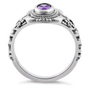 Sterling Silver Austere Amethyst-tone CZ Ring