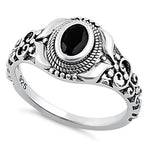 Sterling Silver Austere Oval Black CZ Ring